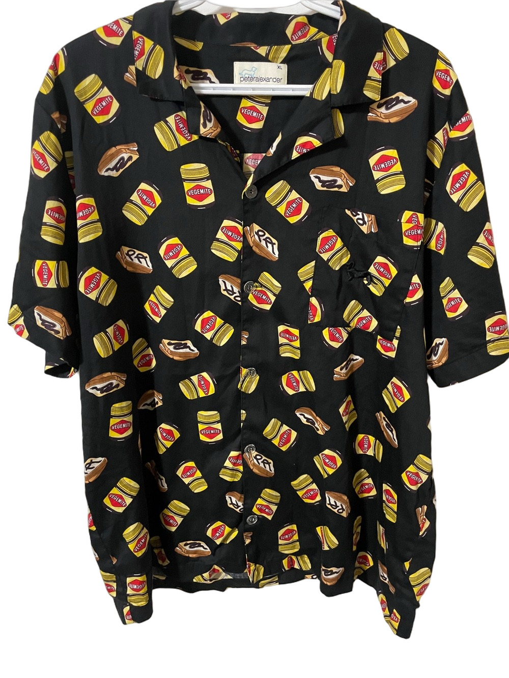 Peter Alexander Vegemite Print Short Sleeve Cotton Shirt Size XL